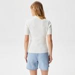 Lacoste Kadın Slim Fit Kısa Kollu Polo Yaka Beyaz Triko