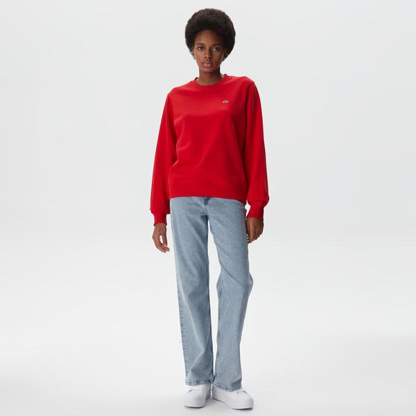 Lacoste Kadın Regular Fit Bisiklet Yaka Kırmızı Sweatshirt
