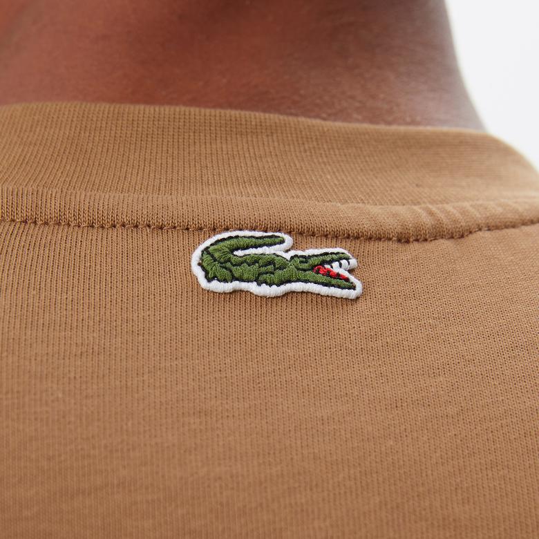 Lacoste Erkek Relaxed Fit Bisiklet Yaka Baskılı Bej T-Shirt
