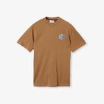 Lacoste Erkek Relaxed Fit Bisiklet Yaka Baskılı Bej T-Shirt