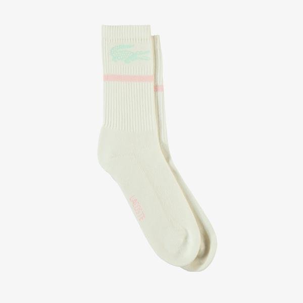 Lacoste Kadın Baskılı Bej Çorap