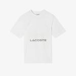Lacoste Erkek Relaxed Fit Bisiklet Yaka Baskılı Beyaz T-Shirt