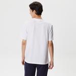 Lacoste Erkek Relaxed Fit Bisiklet Yaka Baskılı Beyaz T-Shirt