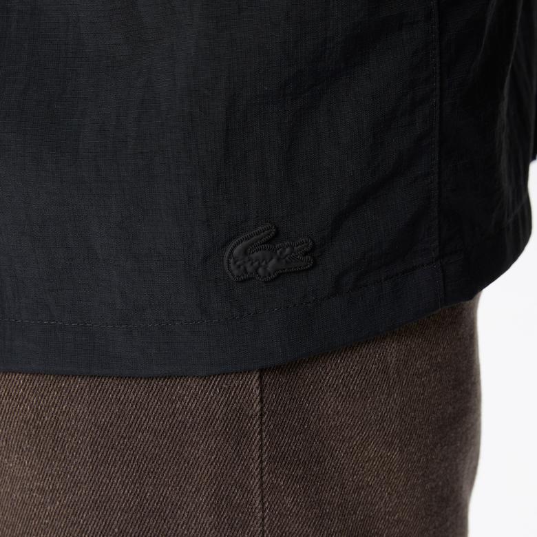 Lacoste Erkek Relaxed Fit Baskılı Siyah Gömlek