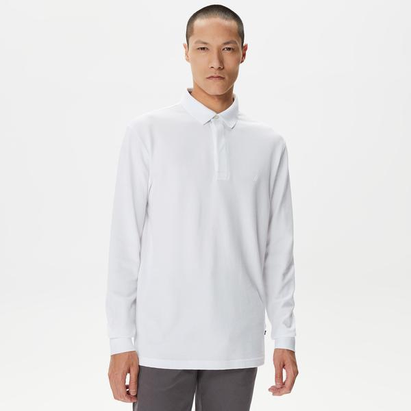 Nautica Erkek Beyaz Slim Fit Uzun Kollu Polo
