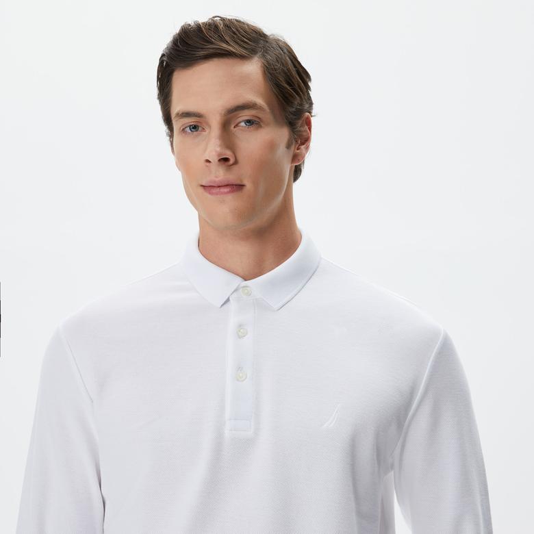 Nautica Erkek Beyaz Slim Fit Uzun Kollu Polo