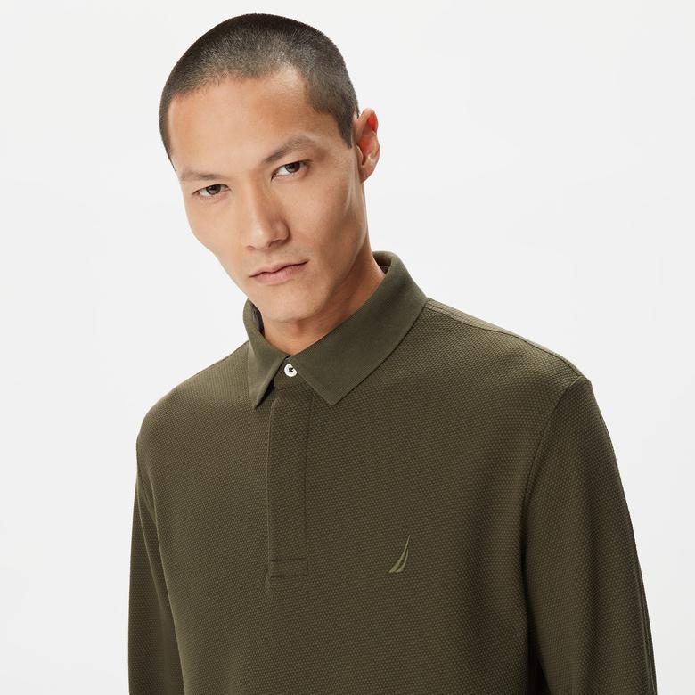 Nautica Erkek Yeşil Slim Fit Uzun Kollu Polo