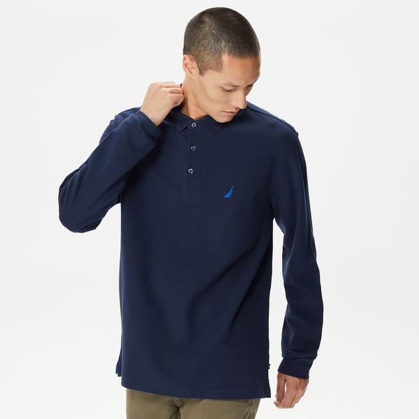 Nautica Erkek Lacivert Classic Fit Uzun Kollu Polo
