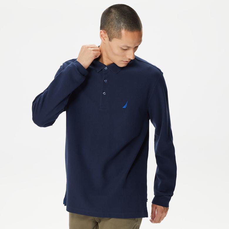 Nautica Erkek Lacivert Classic Fit Uzun Kollu Polo