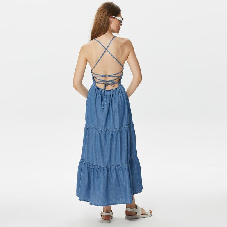 Only Onlrina Open Back Long Kadın Mavi Elbise