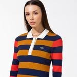 Lacoste Women?s Fitted Striped Ribbed Mid-Length Polo Dress