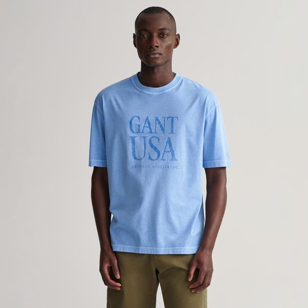 GANT Erkek Mavi Regular Fit Bisiklet Yaka  Logolu T-shirt