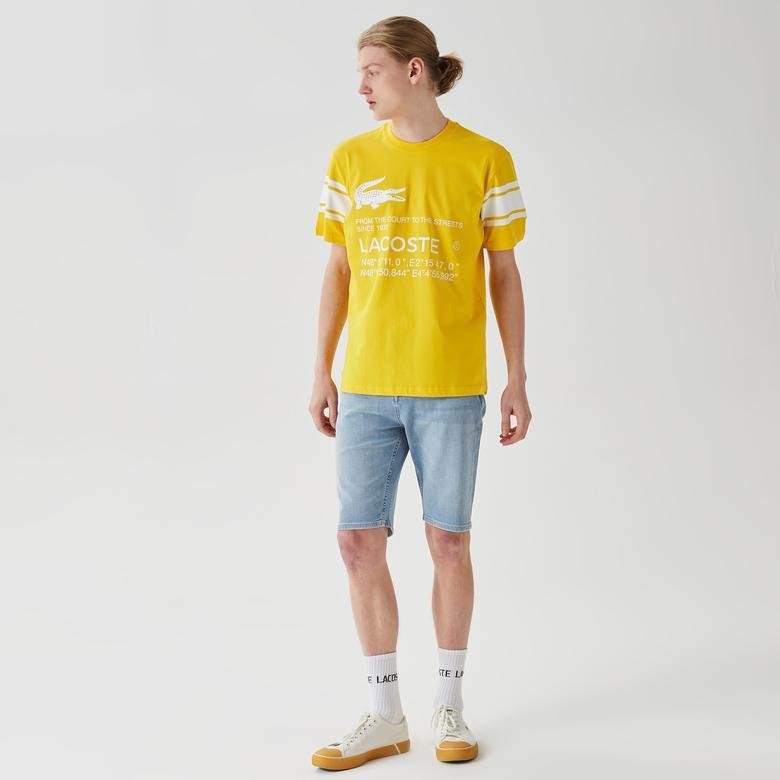 Lacoste Active Erkek Relaxed Fit Bisiklet Yaka Baskılı Sarı T-Shirt