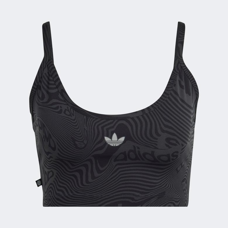 adidas Marble Print Sports Long-Sleeve Kadın Siyah Bra