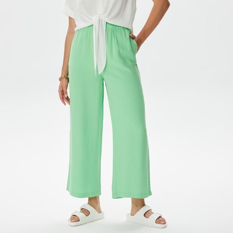 Only Onlsolvi Keten Culotte Kadın Yeşil Pantolon