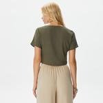 Only Onlnova Lux Kısa Kollu Ruching Top Solid Kadın Yeşil Bluz