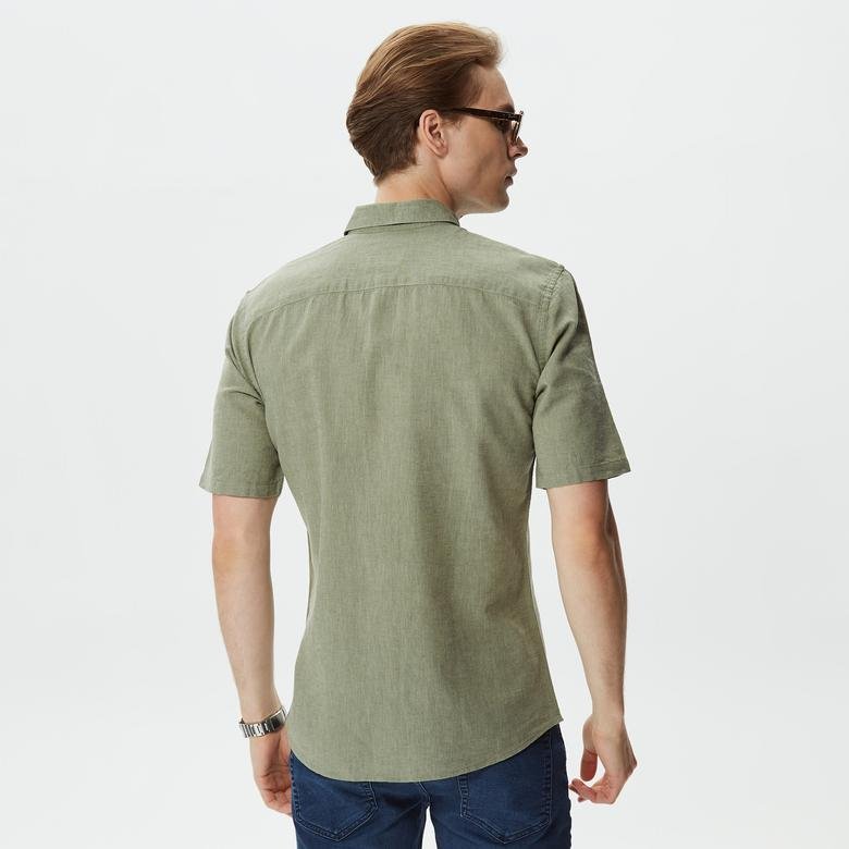 ONLY&SONS Onscaiden Kısa Kollu Solid Linen Erkek Yeşil Gömlek