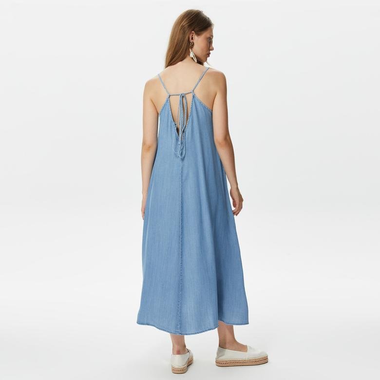 Only Onllaia String Long Denim Kadın Mavi Elbise