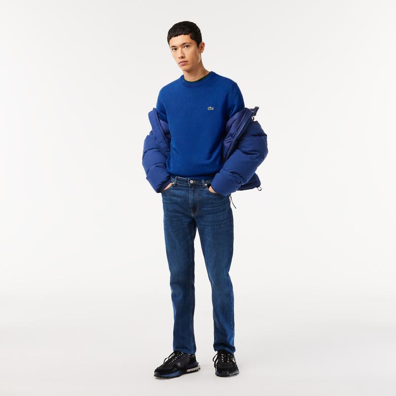 Lacoste Erkek Regular Fit Bisiklet Yaka Organik Pamuk Mavi Kazak