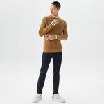 Lacoste Erkek Bisiklet Yaka Çizgili Kahverengi Kazak