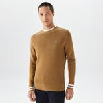 Lacoste Erkek Bisiklet Yaka Çizgili Kahverengi Kazak