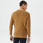 Lacoste Erkek Bisiklet Yaka Çizgili Kahverengi Kazak