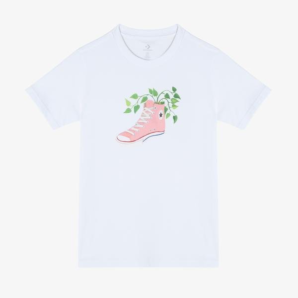 Converse Let'S Grow Kadın Beyaz T-Shirt