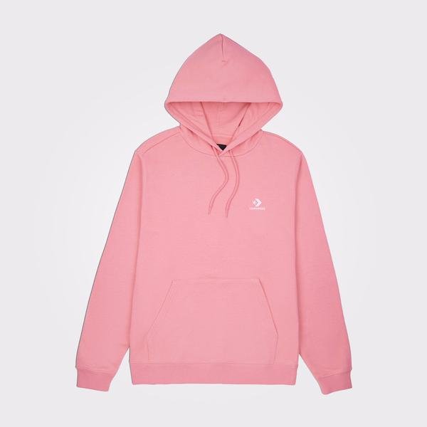 Converse Go-To Embroidered Star Chevron French Terry Unisex Pembe Hoodie