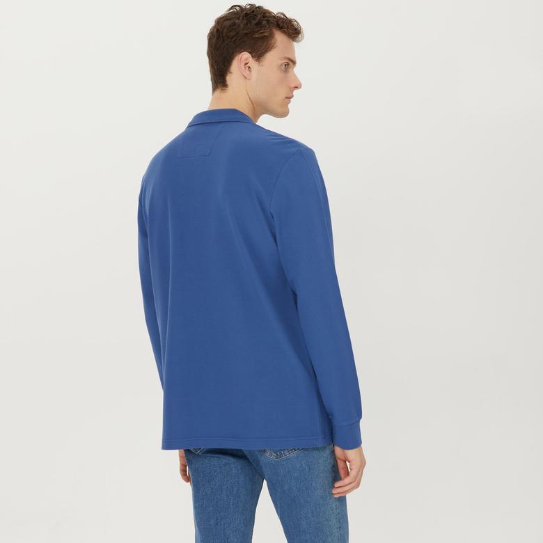 Nautica Erkek Mavi Classic Fit Uzun Kollu Polo