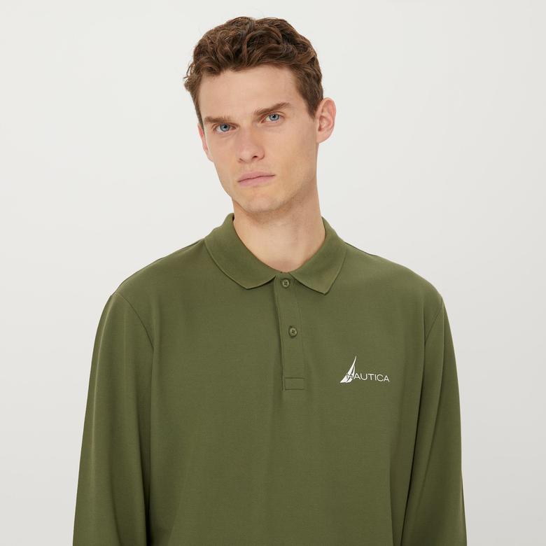 Nautica Erkek Yeşil Classic Fit Uzun Kollu Polo