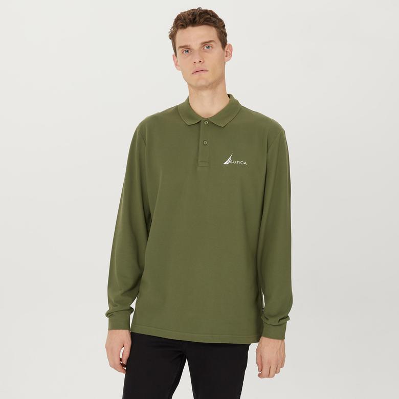 Nautica Erkek Yeşil Classic Fit Uzun Kollu Polo