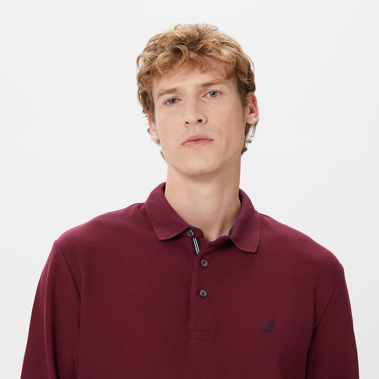 Nautica Erkek Bordo Classic Fit Uzun Kollu Polo