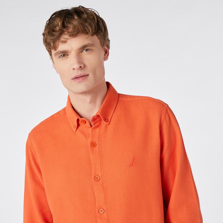 Nautica Erkek Turuncu Classic Fit Gömlek