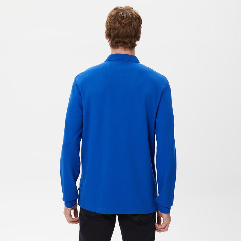 Nautica Erkek Mavi Classic Fit Uzun Kollu Polo