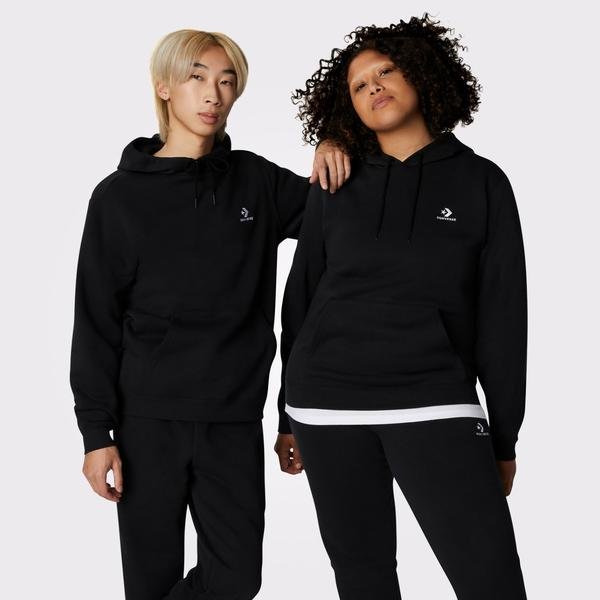 Converse Go-To Embroidered Star Chevron Unisex Siyah Hoodie