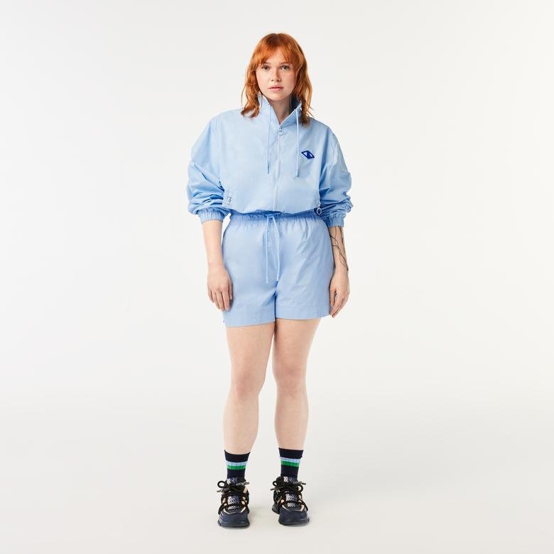 Lacoste x Netflix Kadın Dik Yaka Monogram Açık Mavi Ceket