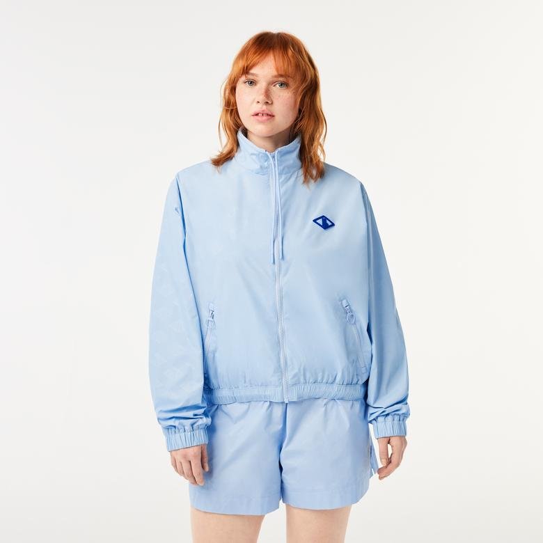 Lacoste x Netflix Kadın Dik Yaka Monogram Açık Mavi Ceket