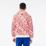 Lacoste x Netflix Erkek Loose Fit Kapüşonlu Baskılı Kırmızı Sweatshirt
