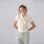 Converse Slim Button-Up Kadın Krem T-Shirt
