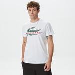 Lacoste Erkek Sport Regular Fit Organik Pamuk Baskılı Beyaz T-shirt
