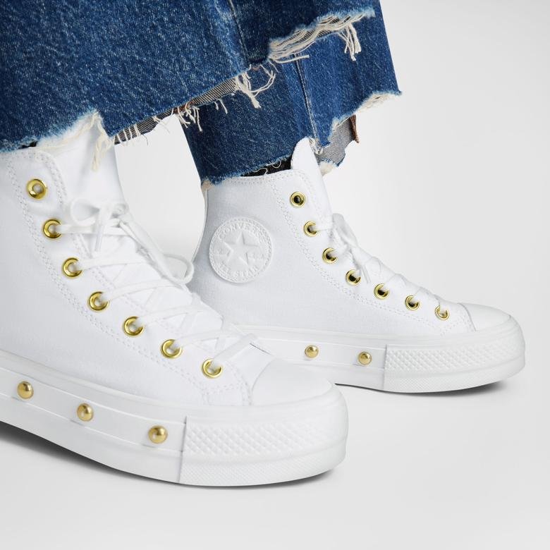 Converse Chuck Taylor All Star Lift Platform Star Studded Kadın Beyaz Sneaker
