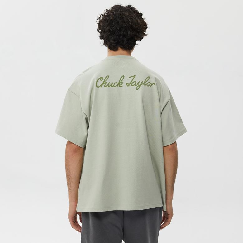 Converse Loose Fit Left Chest Sneaker Patch Back Hit  Unisex Gri T-Shirt