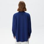 Lacoste Kadın Oversized Uzun Kollu Lacivert Gömlek