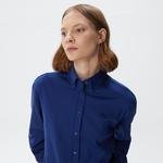 Lacoste Kadın Oversized Uzun Kollu Lacivert Gömlek