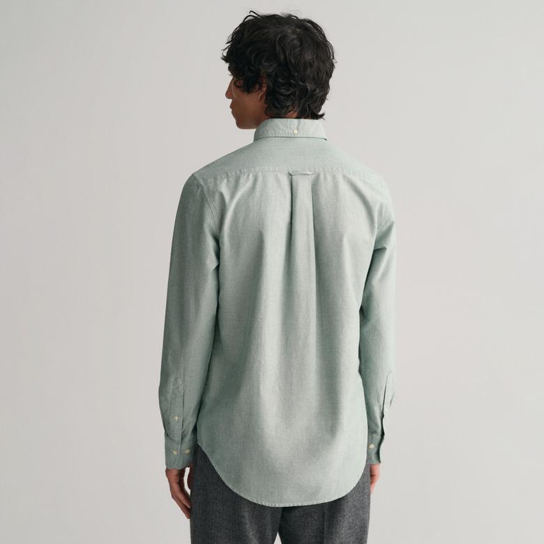 GANT Erkek Yeşil Regular Fit Düğmeli Yaka Logolu Oxford Gömlek