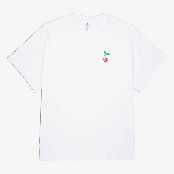 Converse Star Chevron Cherry Loose Fit Erkek Beyaz T-Shirt