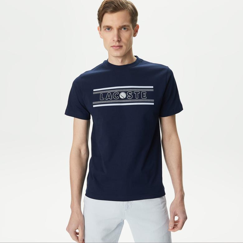 Lacoste Erkek Regular Fit Bisiklet Yaka Bask l Lacivert T Shirt