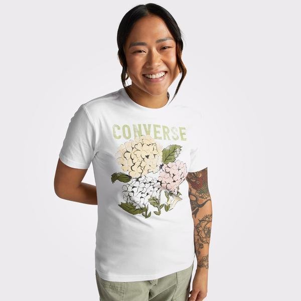 Converse Outdoor Florals Kadın Beyaz T-Shirt