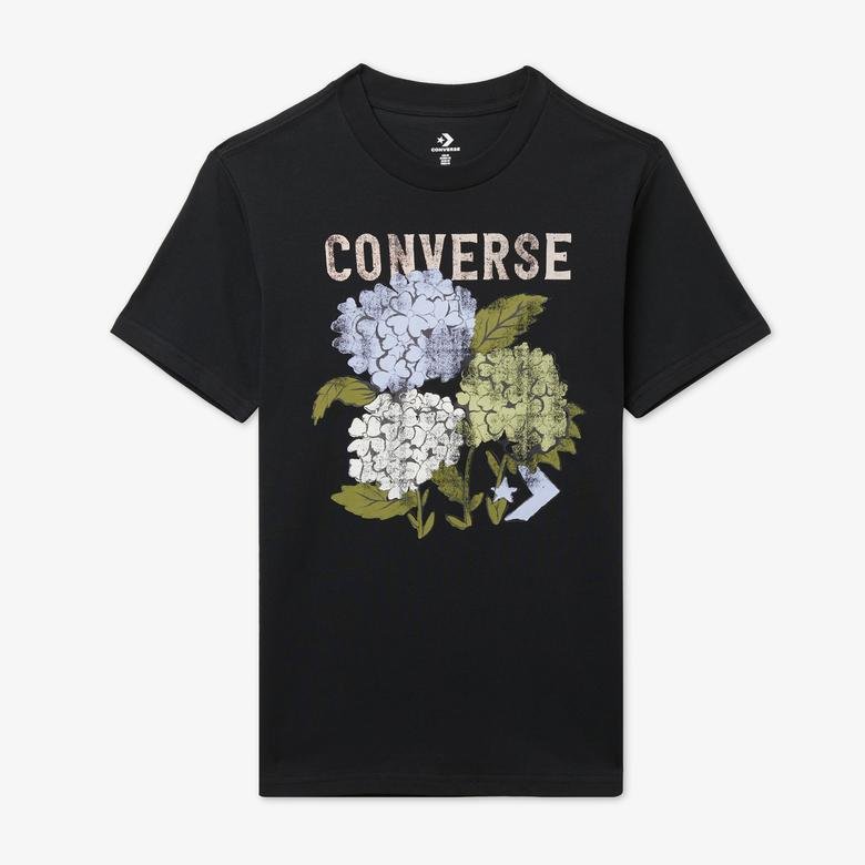 Converse Outdoor Florals Kadın Siyah T-Shirt