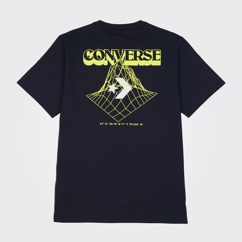 Converse Hand Drawn Mountain Graphic  Erkek Siyah T-Shirt
